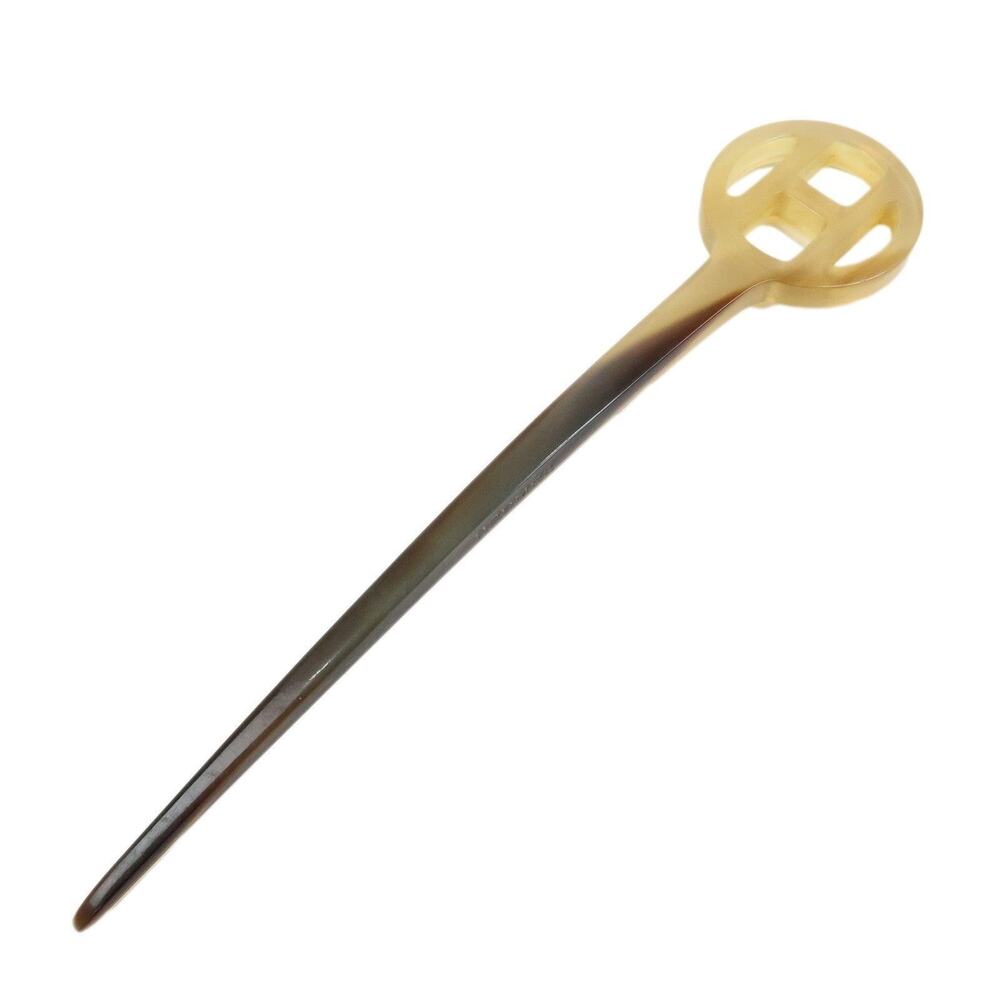 Hermes Rocaille Kanzashi Buffalo Horn Hair Pin Brown
